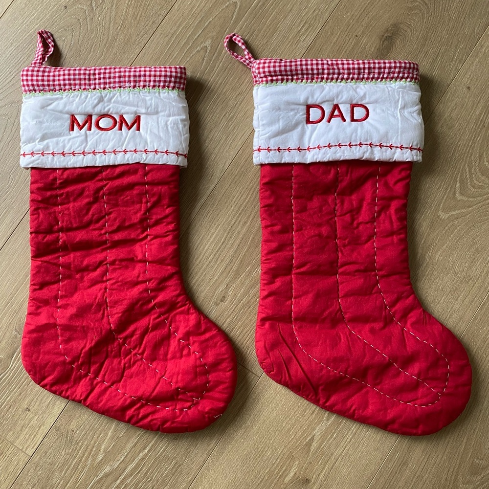 Pottery Barn quilted Christmas stocking